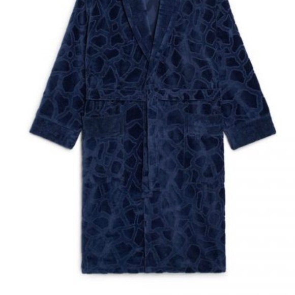 ROBERTO CAVALLI Jerapah Italian Hooded Long Bathrobe - Size S/M, Blue - Picture 3 of 3